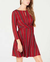 As U Wish Juniors Printed Twist Front Dress Color Red Size Medium - £22.61 GBP