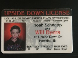 Stranger Things Will Byers Noah Schnapp Upside Down Drivers License ID Card - £7.12 GBP