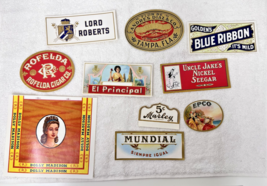 Lot of 10 Antique Cigar Box Tobacco Labels Dolly Madison EPCO Marley Unc... - $14.36