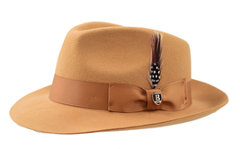 Bruno Capelo Hat Australian Wool Fedora Teardrop Crown Fabio FB230 Camel - £55.02 GBP