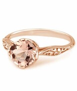 Antique Style Solitaire Morganite Engagement Ring 14k Rose Gold Over - €64,50 EUR