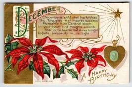 Birthday Flowers Gemstone Postcard December Turquoise Poinsettia Nash 1908 Star - £10.81 GBP