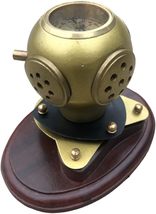 Brass Divers Diving Helmet with Wooden Base Miniature US Navy Helmet Office Desk - £29.50 GBP