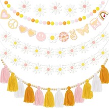 Groovy Party Decoration Garland 5Pcs, Groovy Hippie Banner Daisy Boho Tassel Gar - £25.02 GBP