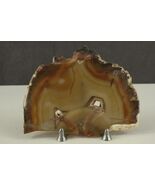 Vintage Rock Display Specimen Amber Brown Striped Geode Agate Slice 7" X... - $20.81