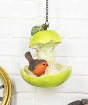 Ebros Green Pear Fruit W/ Perching Finch Bird Feeder W/ Hanging Chains Figurine - £22.37 GBP