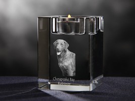Chesapeake Bay retriever - crystal candlestick with dog, souvenir, decoration - £45.83 GBP