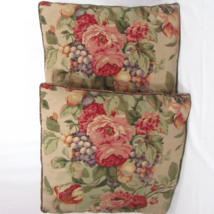 Raymond Waites Champagne Sage Floral Fruit 2-PC 20-inch Square Pillows - £53.88 GBP