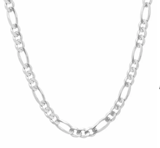 ADIRFINE 925 Solid Sterling Silver 6mm Figaro Link Chain - £194.19 GBP