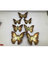 Vintage Brass-Toned Metal Butterfly Wall Decor – Set of 7 Mid-Century Mo... - $536.56 MXN