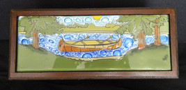 Canoe on Lake Fused Art Glass Rectangular Wooden Treasure Box Lodge Made... - $39.35