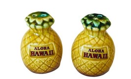 Salt Pepper Shakers vtg antique figurines Aloha Hawaii Tiki Pineapple Fr... - £23.70 GBP