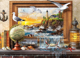 FRAMED CANVAS Art print giclée marine animals nautical lighthouse beach ocean - £31.18 GBP+