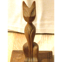 Vintage Wooden Siamese Cat Sculpture Carved Handcrafted Ashtray 3 Groove... - $310.02 MXN