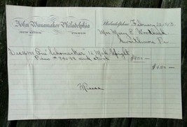 1913 John Wanamaker Schomacker Piano Receipt Woodhead - £19.67 GBP