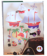 Wallies Big Murals Kids Pirates Prepasted Diecut Wallpaper Ships Treasur... - $18.69