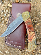 Handmade Damascus Steel Pocket Knife Folding Blade knife Hunting Surviva... - $23.72