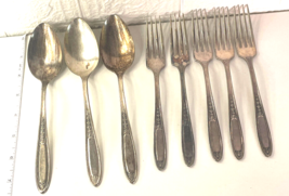 Vintage Flatware Tudor Plate By Oneida Community Made - 3 Spoons 4 Forks - 337g - £8.18 GBP