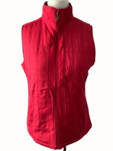Columbia solid red sleeveless quilted fleece lined zip front vest ladies... - $28.87