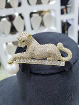 14K Yellow  Gold Plated 2.30Ct Round Cut Simulated Diamond  Panther  Brooch Pin - £88.62 GBP