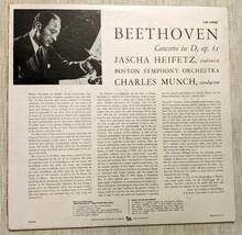 Beethoven Violin Concerto in D Heifetz Munch Boston Orch LP RCA Record LM-1992 - £6.26 GBP