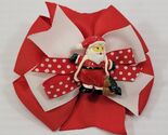 VV) Santa Claus Holiday Hair Clip Christmas Bow Barrette - $5.93