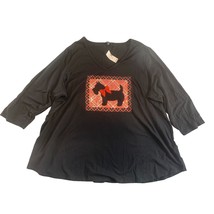 New Bleu Womens Size 3x 3/4 Sleeve Black Tshirt Scottish Terrier Dog Seq... - $17.81