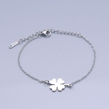 100% Stainless Steel Dainty Lucky Clover Charm Bracelet For Women Wholesale High - £8.71 GBP