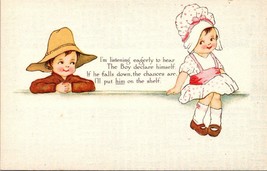 Vintage Gibson Lines Valentines Day Post Card Boy And Girl #3 - £4.66 GBP