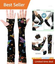 Elegant UV Ray-Blocking Arm Sleeves for Gardening with Stunning Hummingb... - $24.70