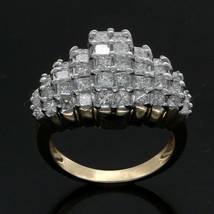 De Valeur 6CT Princesse Coupe Simulé Diamant Bague Grappe Argent Plaqué or Jaune - £182.01 GBP