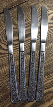 Interpur 4 Dinner Knives Florenz 4 Petal Flower Japan Stainless Steel 8-3/4&quot;  - £10.92 GBP