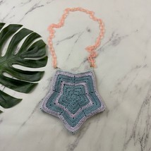 Vintage Handmade Star Crochet Purse Bag Purple Pink Pastel Cross Body Cute - $489.04 MXN