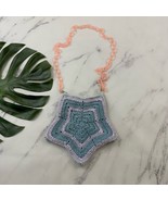 Vintage Handmade Star Crochet Purse Bag Purple Pink Pastel Cross Body Cute - $35.19 CAD