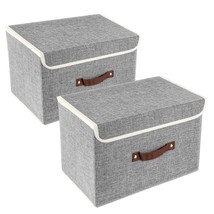 Collapsible Storage Boxes, Washable, Fabric Storage Bins With Lids For Home, Bed - £25.87 GBP