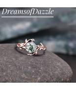 Hexagon cut moss agate ring 925 sterling silver ring moss agate engageme... - £34.40 GBP