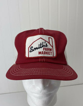 Vintage K-Products Smith’s Farm Market Snapback Patch Mesh Trucker Hat Red Barn - £31.85 GBP