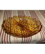 Vintage Anchor Hocking Amber Glass  Divided Oval Dish Nuts Relish Scallo... - £11.26 GBP