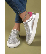Silvery Metallic Luster Star Pattern Slip On Flat Shoes - $33.99