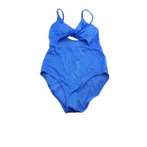 Aerie Shine Pique Twist Scoop One Piece Swimsuit Full Coverage Blue L Long - £22.83 GBP