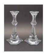 Val St Lambert France 9.25&quot; Multisided Giftware Pair Candlesticks Candle... - $2,132.23 MXN