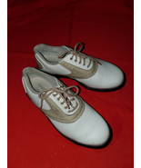 FootJoy GreenJoys Golf Shoes Womens Size 7.5W White Tan Saddle Soft Spik... - £11.78 GBP