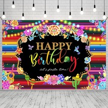Mexican Birthday Party Decorations-Fiesta Theme Happy Birthday Backdrop Cinco De - £18.78 GBP
