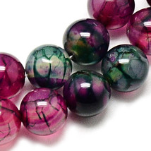 10 Dragon Vein Agate Gemstone Beads Striped Fuchsia Purple Jewelry Supplies 8mm - £5.03 GBP
