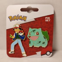 Pokemon Kanto Ash Ketchum And Bulbasaur Enamel Pins Official Nintendo Se... - £18.30 GBP