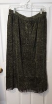 Indigo Moon Women&#39;s XL Fall Green Chenille Lined Pull On Maxi Skirt Frin... - £17.92 GBP