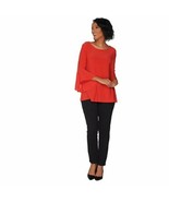 Women with Control Flounce Sleeve Top with Slim Ankle Pant Set Red Hot, ... - £26.87 GBP