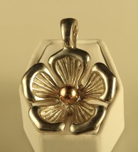 Vintage Signed 925 14K Espo Sig Where All Love Begins and Ends Flower Pendant - £155.06 GBP