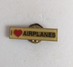 Vintage I Love Airplanes Enamel Lapel Hat Pin - $8.88 CAD