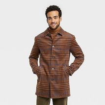 Adult Plaid Pea Coat Jacket - Brown M - $42.99